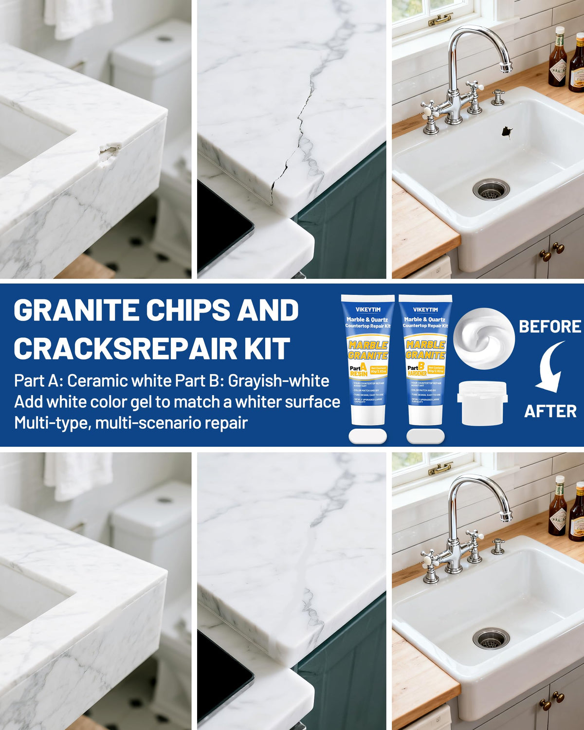 VIKEYTIM reconstructed edge demonstrates seamless repair on damaged countertop edge