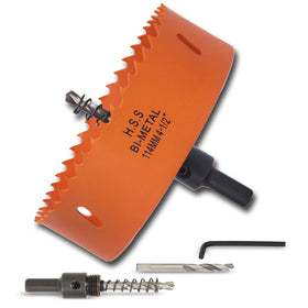 VIKITON 4-1/2 inch hole saw with arbor in package for versatile projects.
