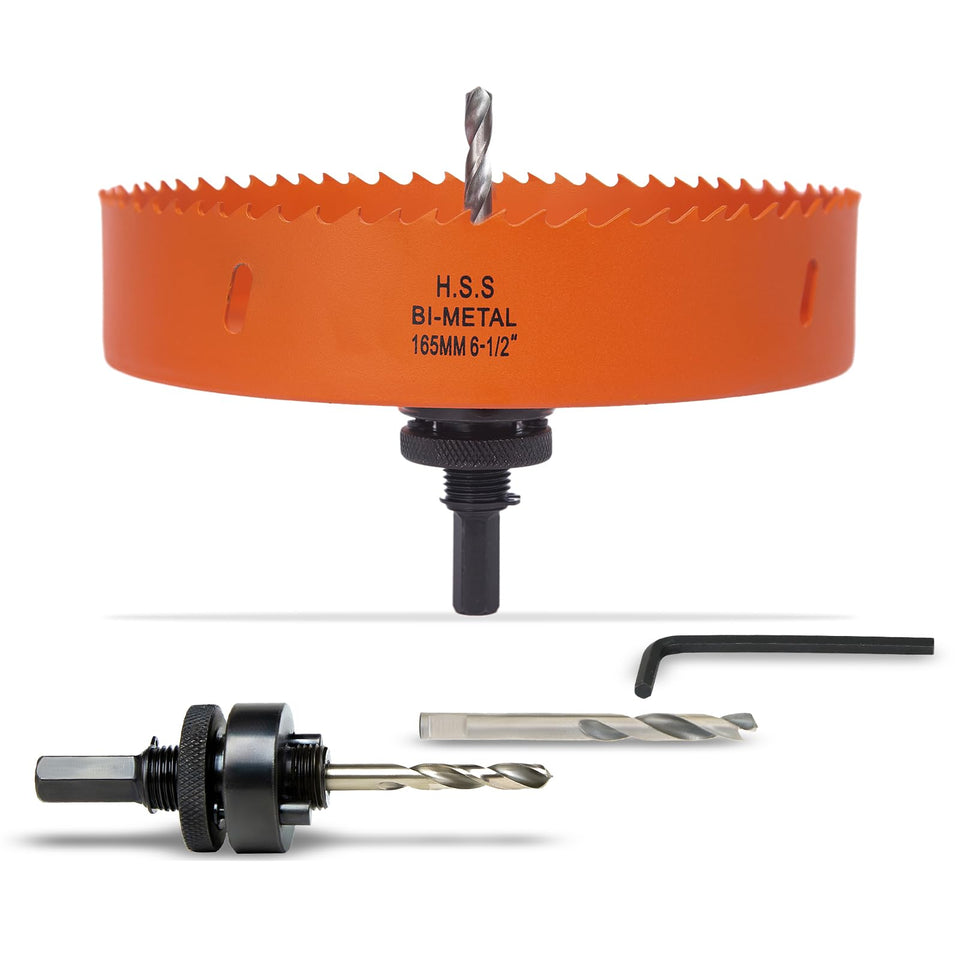 VIKITON 6-1/2 inch hole saw with arbor for metal, wood, and plastic drilling