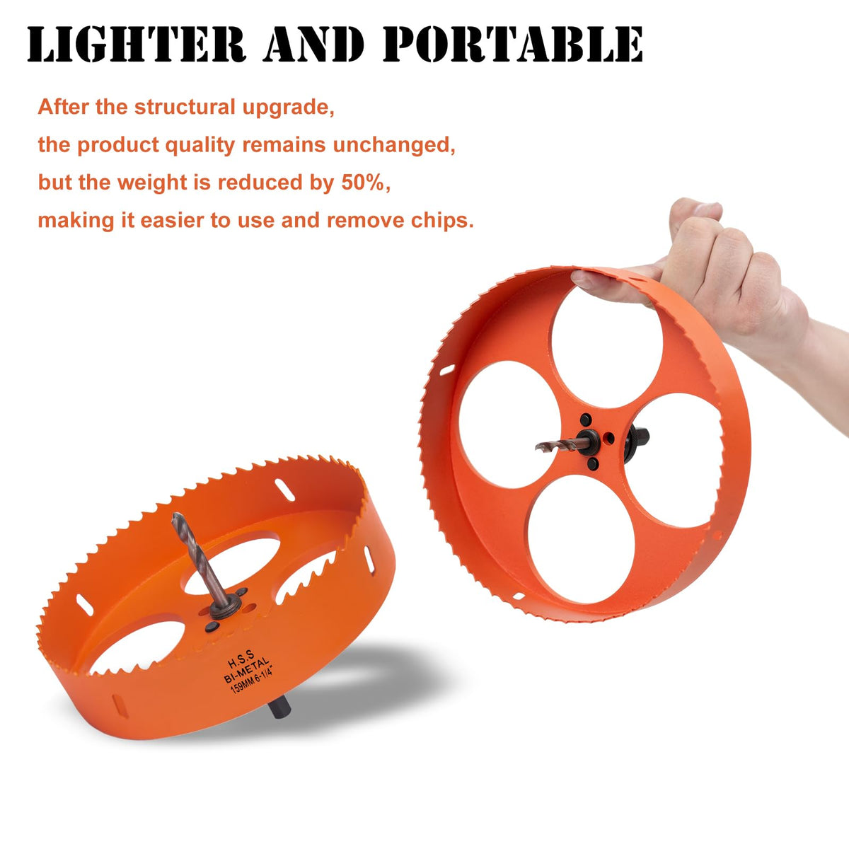 Bi-metal hole saw teeth deliver long-lasting sharpness for precise cuts.