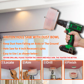 VIKITON dust bowl catcher keeps debris contained during ceiling drilling