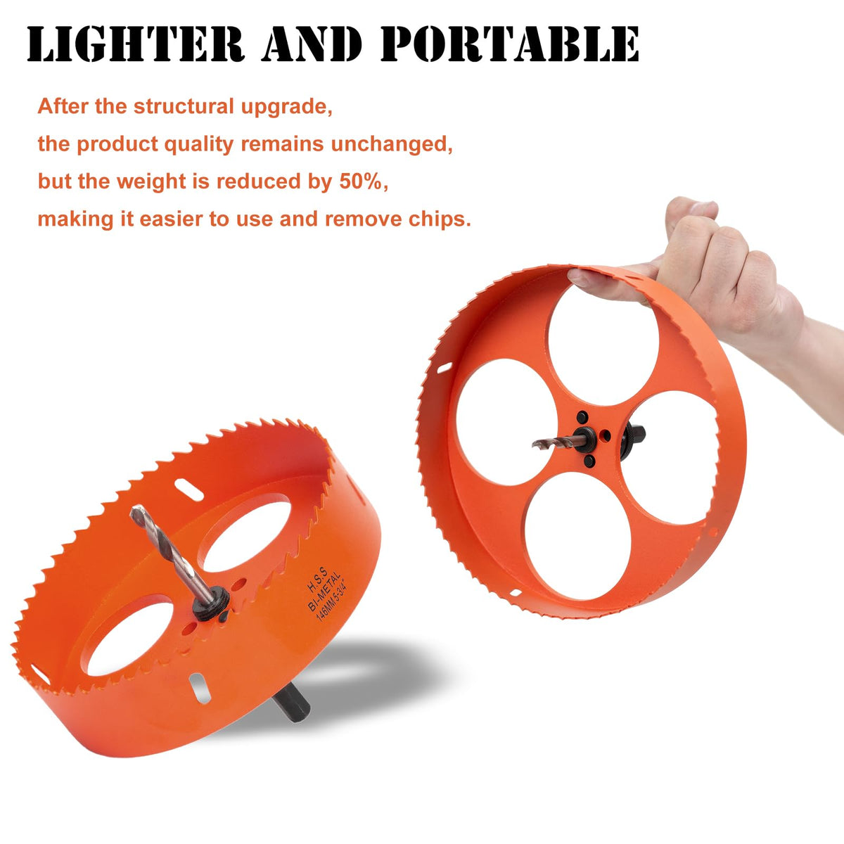 VIKITON hole saw features fast chip removal for quicker drilling tasks.