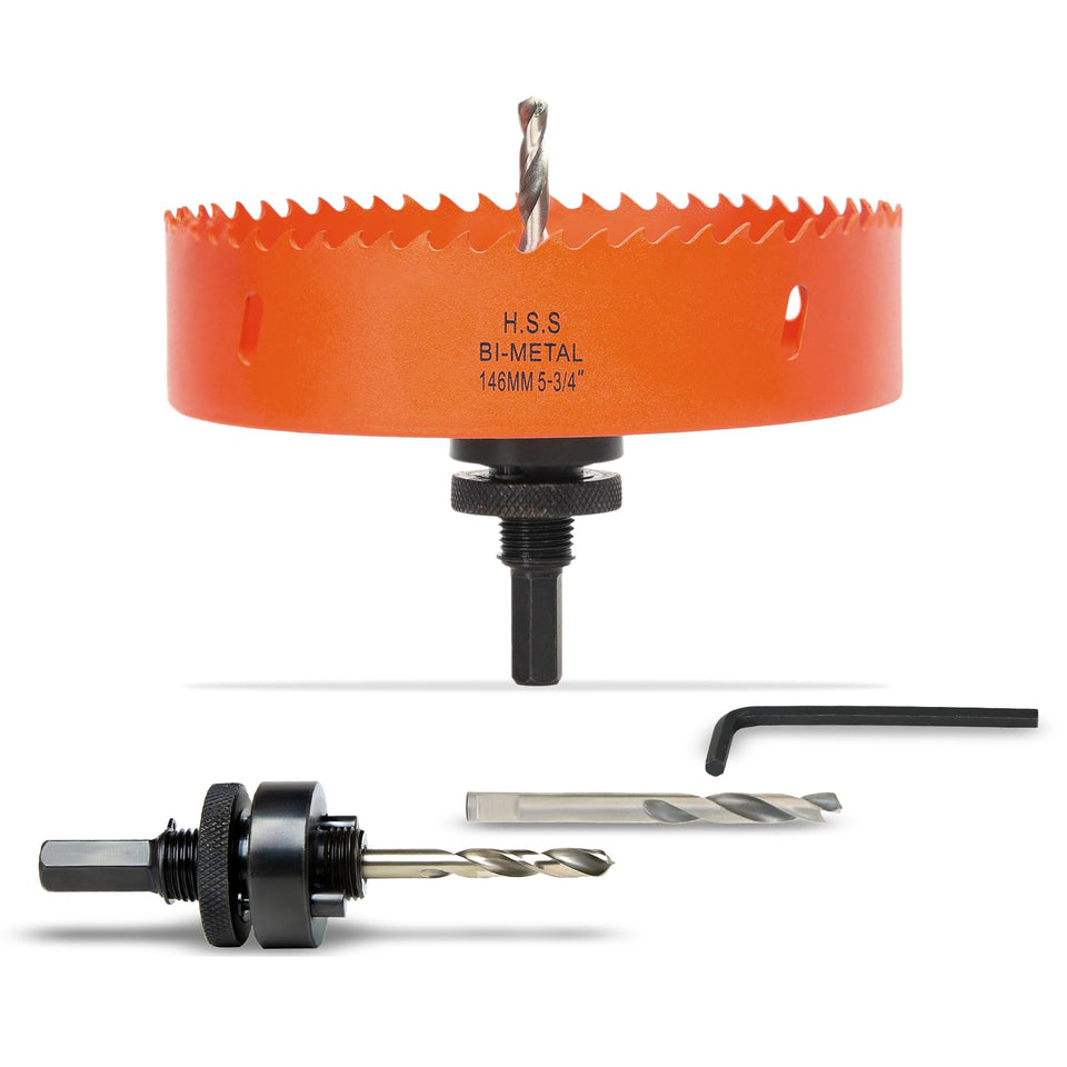 VIKITON hole saw cutting wood, metal, and plastic with clean edges.