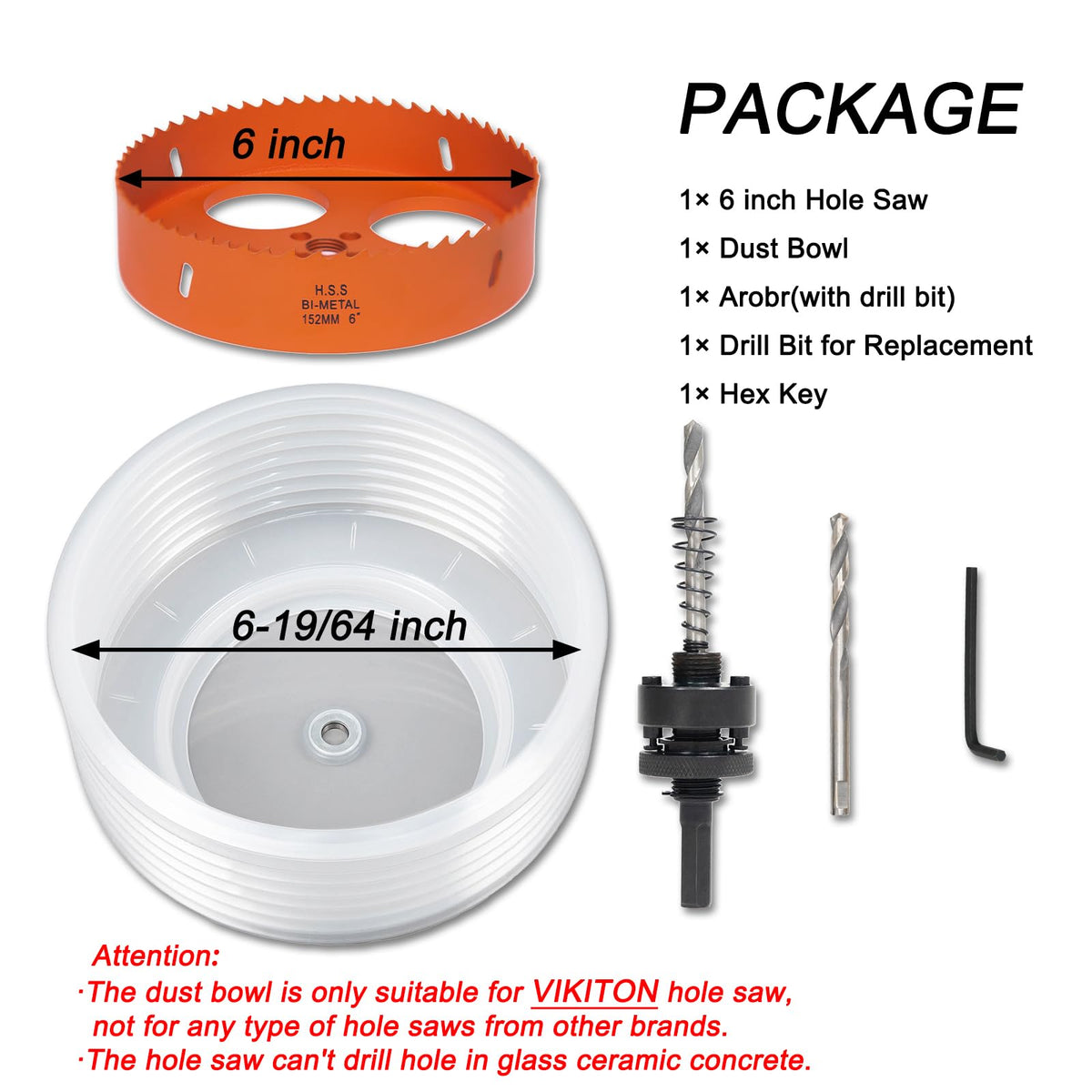 VIKITON hole saw arbor ensures quick, stable mounting during drilling.