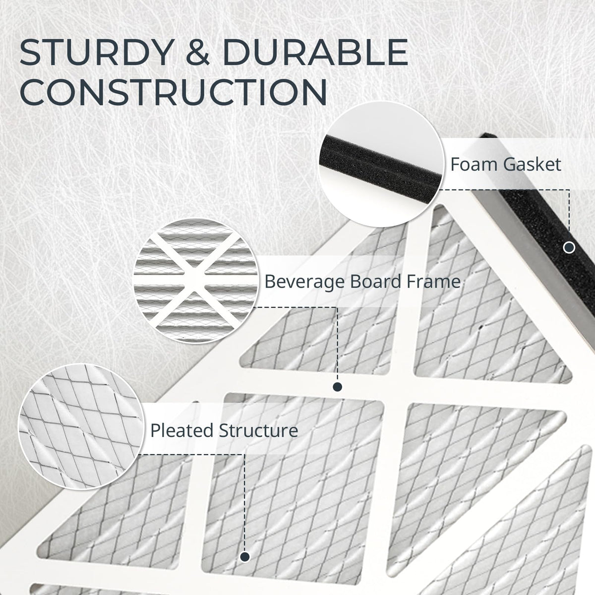Vilaso 20x20x3 MERV 13 deep-pleat media highlights extended dust-holding capacity