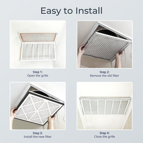 Vilaso 20x20x3 MERV 13 in-grille fit shows compatibility with standard 1-inch grilles