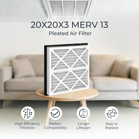 Vilaso 20x20x3 MERV 13 installation step angle demonstrates tool-free setup