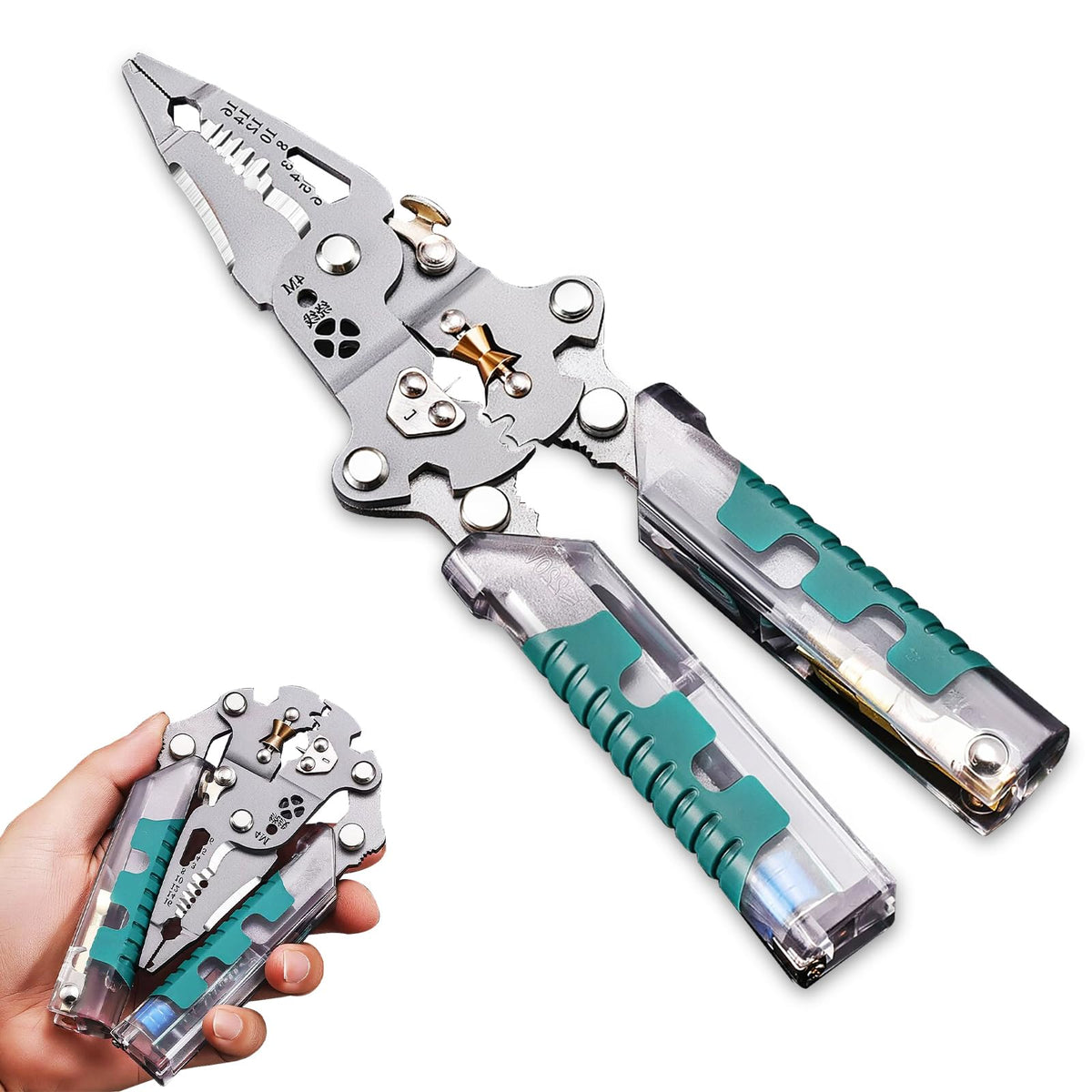 Vilenga 23-in-1 folding electrical pliers with compact foldable design for easy storage.