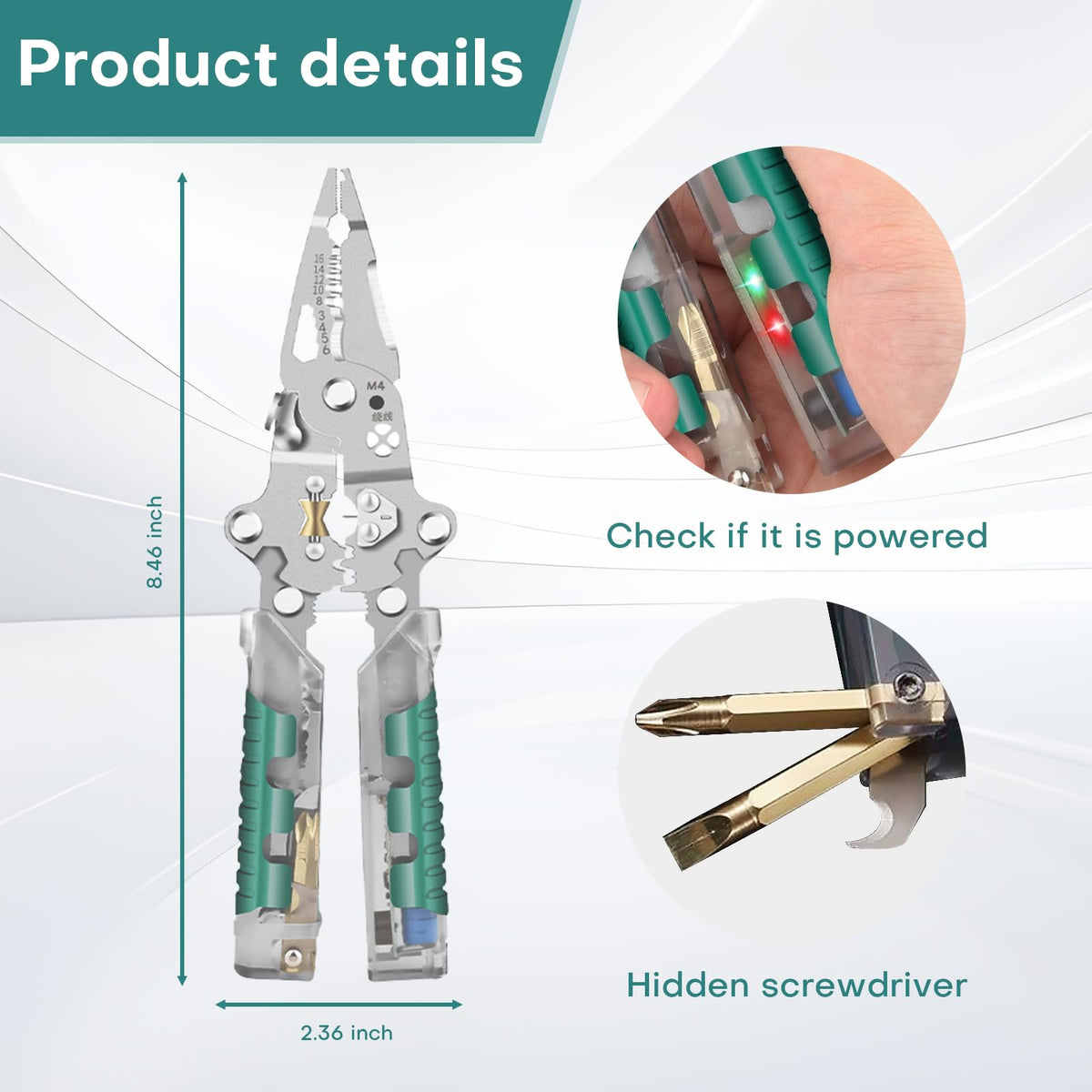 Vilenga 23-in-1 wire stripper tool with voltage test indicators for safe live work.