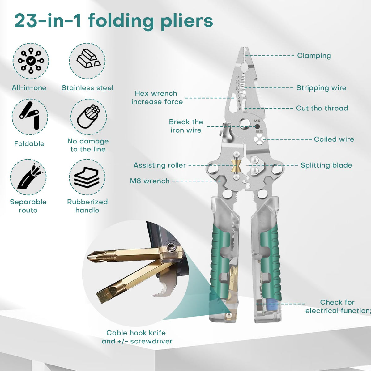 Vilenga stainless steel blades deliver precise stripping and cutting across multiple AWG sizes.