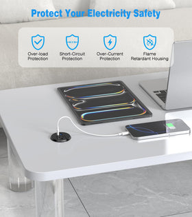 Vilong conference table grommet installation shows flush integration.