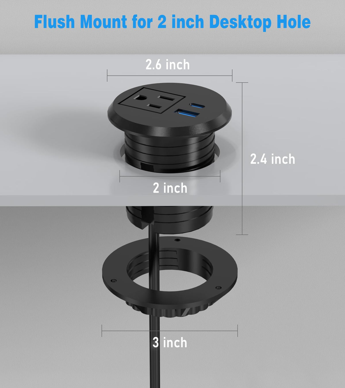 Vilong desk organization grommet setup helps reduce clutter.