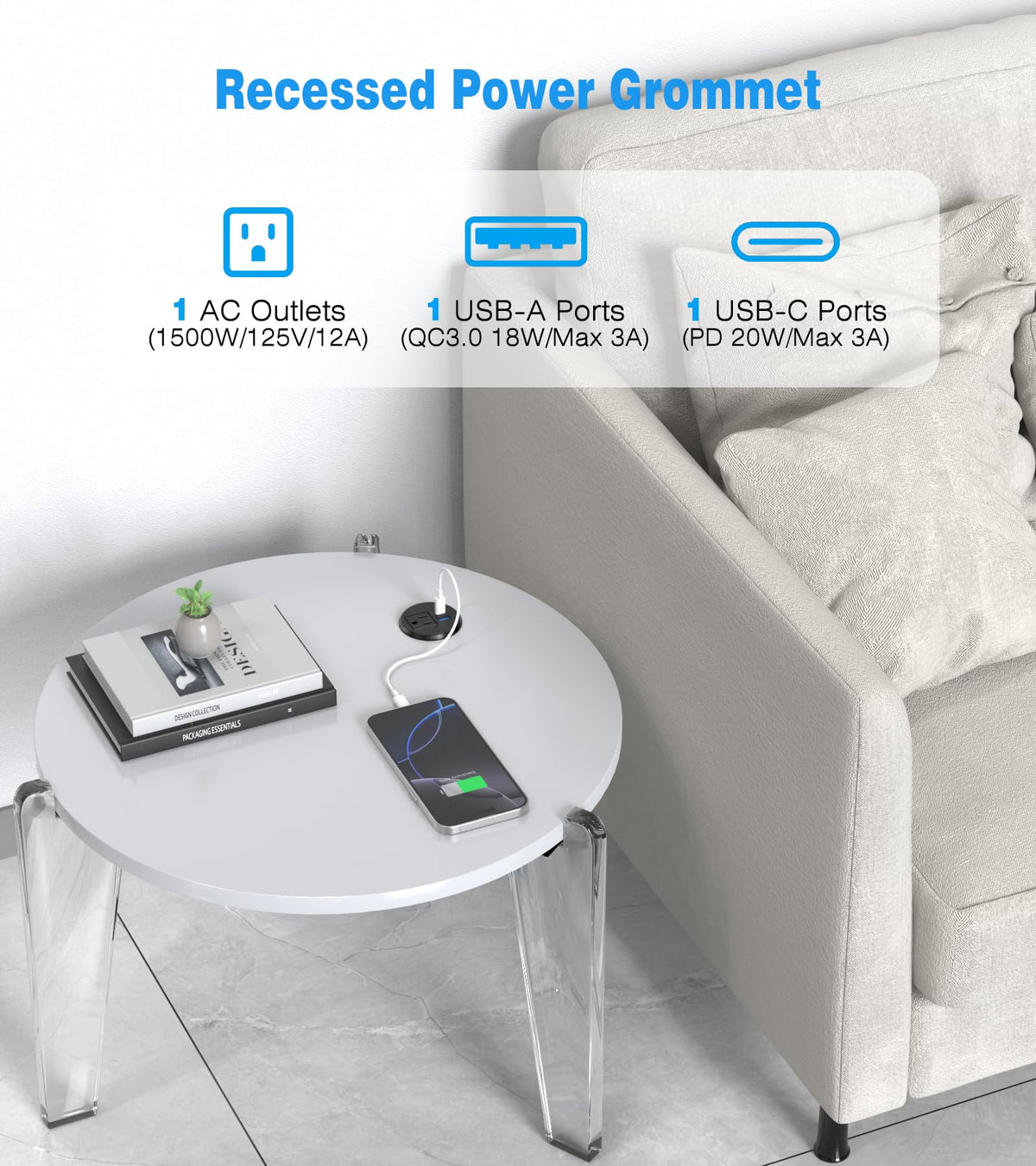 Vilong USB-C PD 20W port enables fast charging for devices.