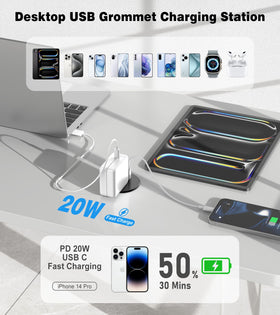 Vilong USB-C PD 20W port close-up enables fast device charging.