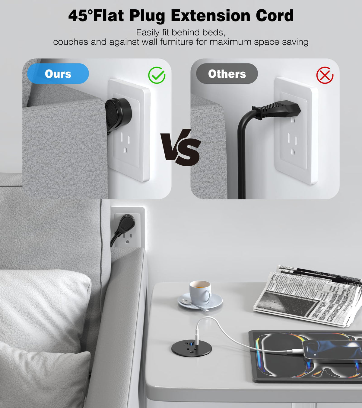 Vilong 125V AC output handles everyday office devices with ease.