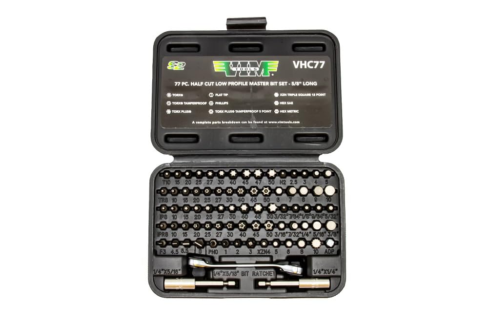 Vim Tools VHC77 half-cut stubby bit set ideal for tight spaces and versatile fastening