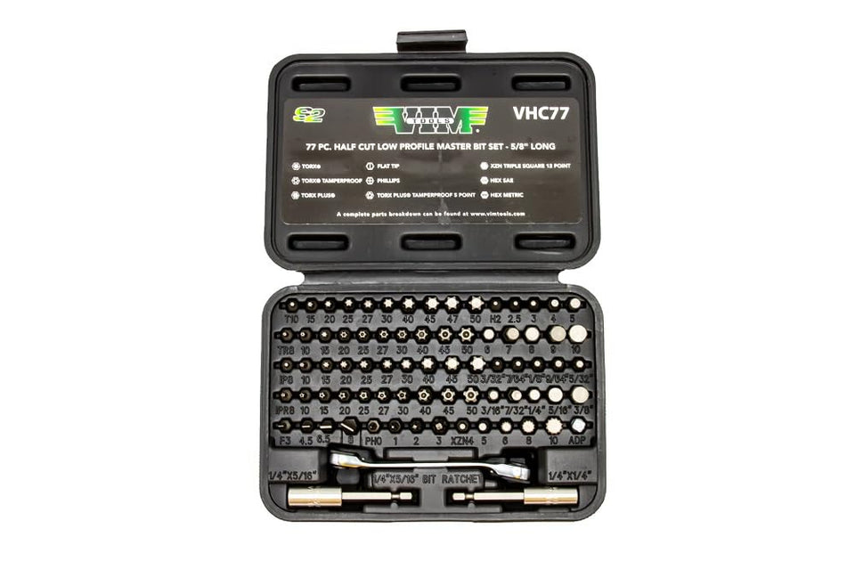 Vim Tools VHC77 half-cut stubby bit set ideal for tight spaces and versatile fastening