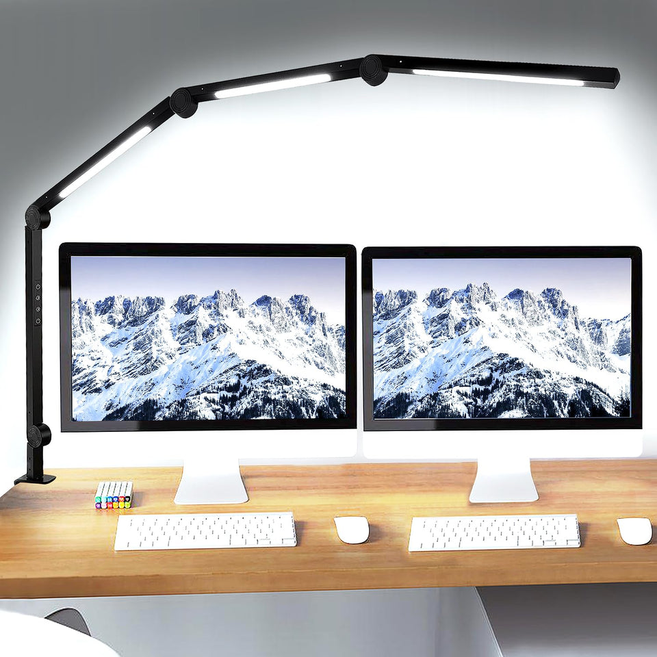 Vimeepro LED desk lamp with clamp offers secure mounting for a tidy workspace.