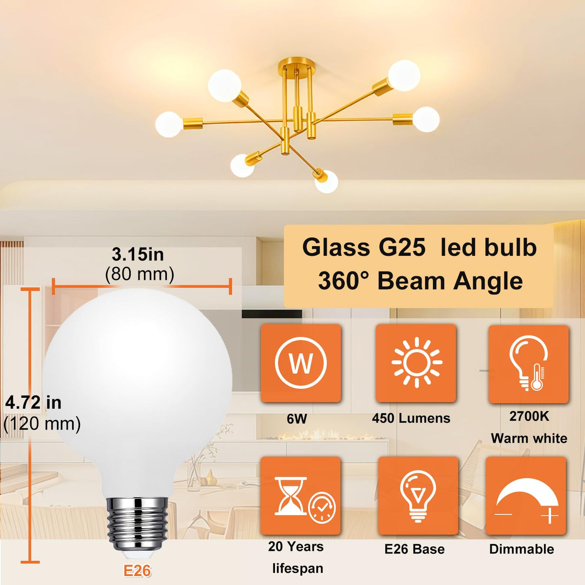Vinaco G25 warm white 2700K glow for inviting illumination.