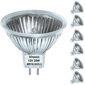 Vinaco MR16 halogen bulbs six-pack for reliable track and accent lighting.