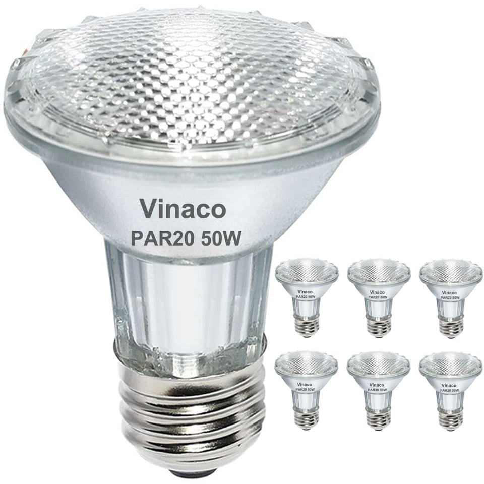 Vinaco Par20 bulbs six-pack for 120V lighting projects and dependable performance.