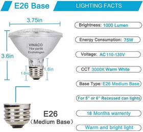 Vinaco Par30 3000K warm white glow in a cozy space