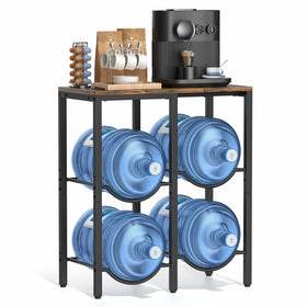 VINAEMO 5-gallon jug holder with extended wooden top shelf for extra prep space.
