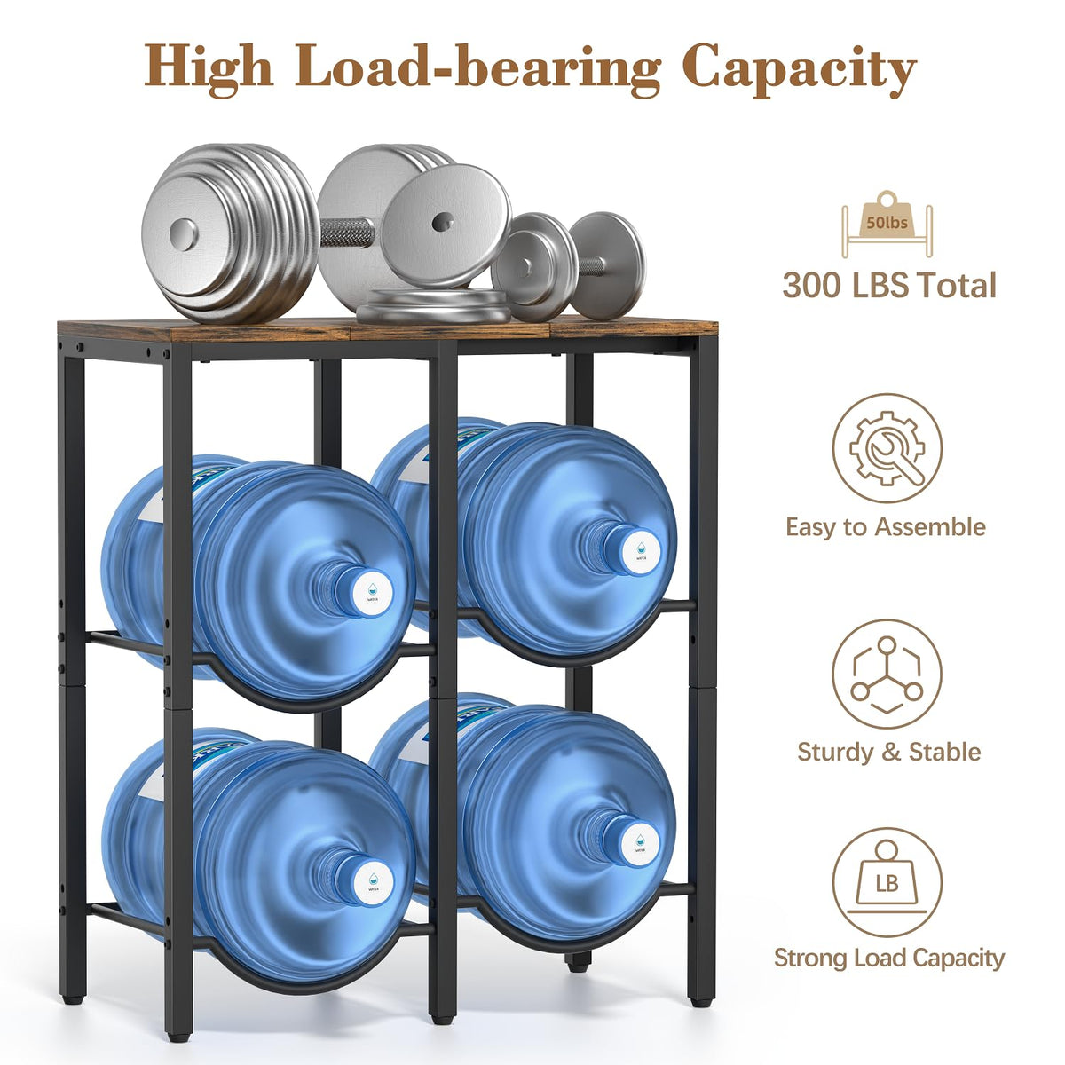 Side view of the VINAEMO rack highlighting its sturdy steel frame.