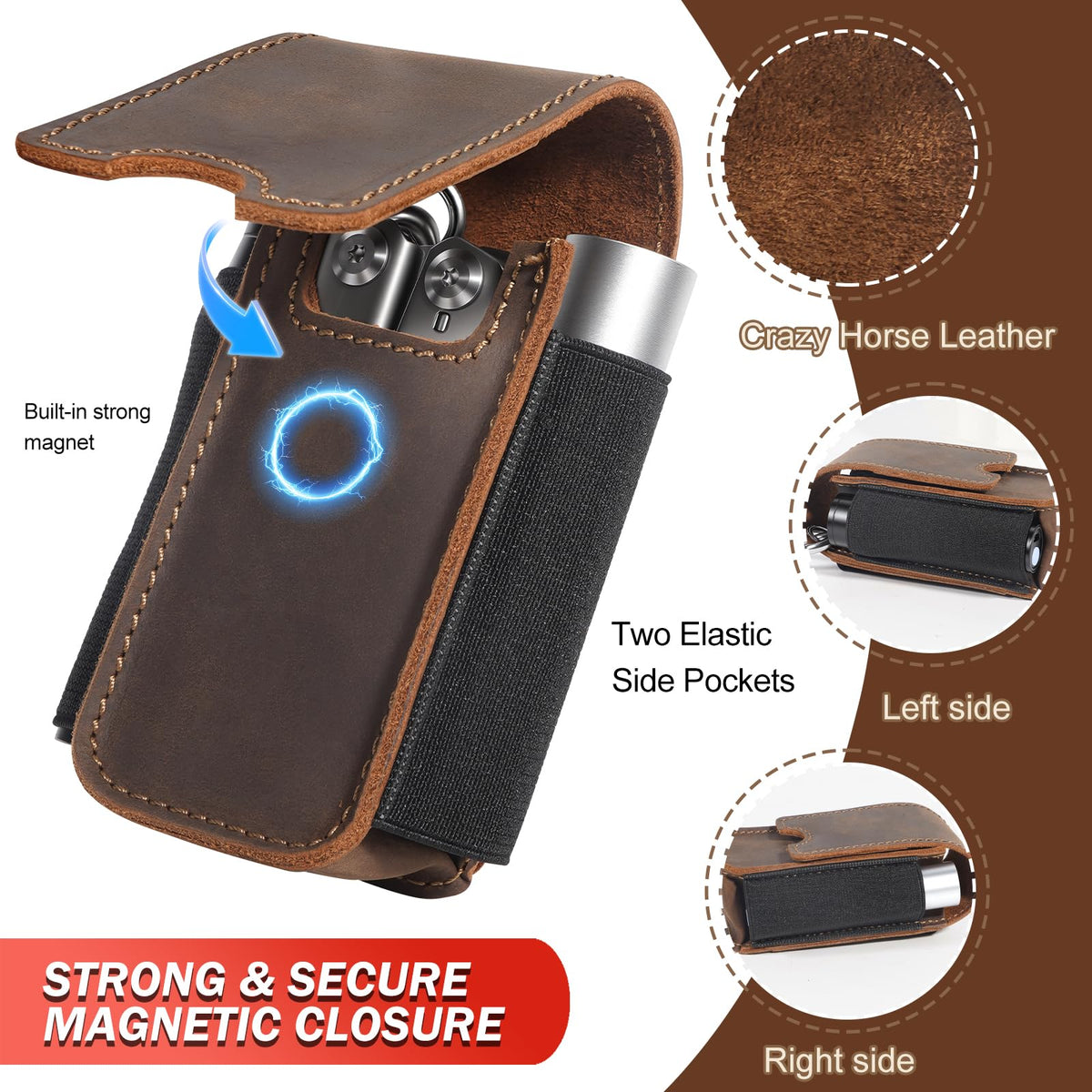 External elastic loops store bits, flashlights, or pens for ready EDC
