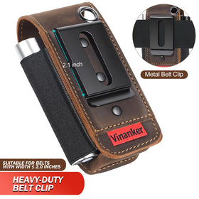 Heavy-duty belt clip grips belts up to two inches wide for secure wear