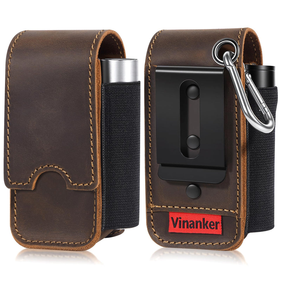Vinanker leather multitool pouch main compartment securely fits Leatherman tools for quick access