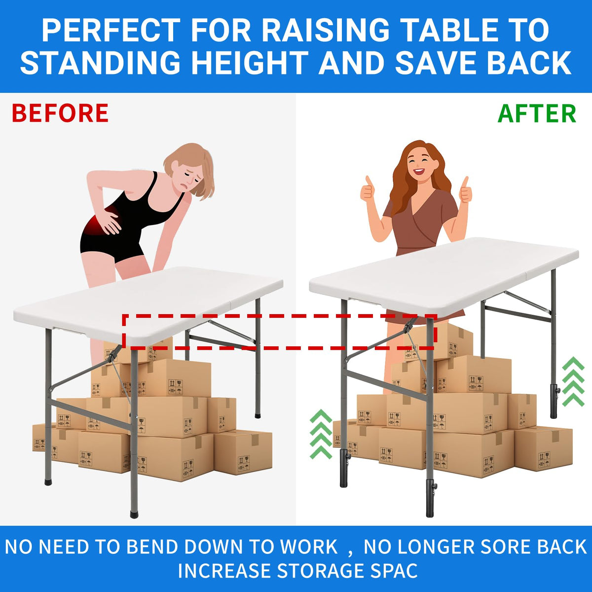 VinBee compatible with most folding table legs for desks and tables