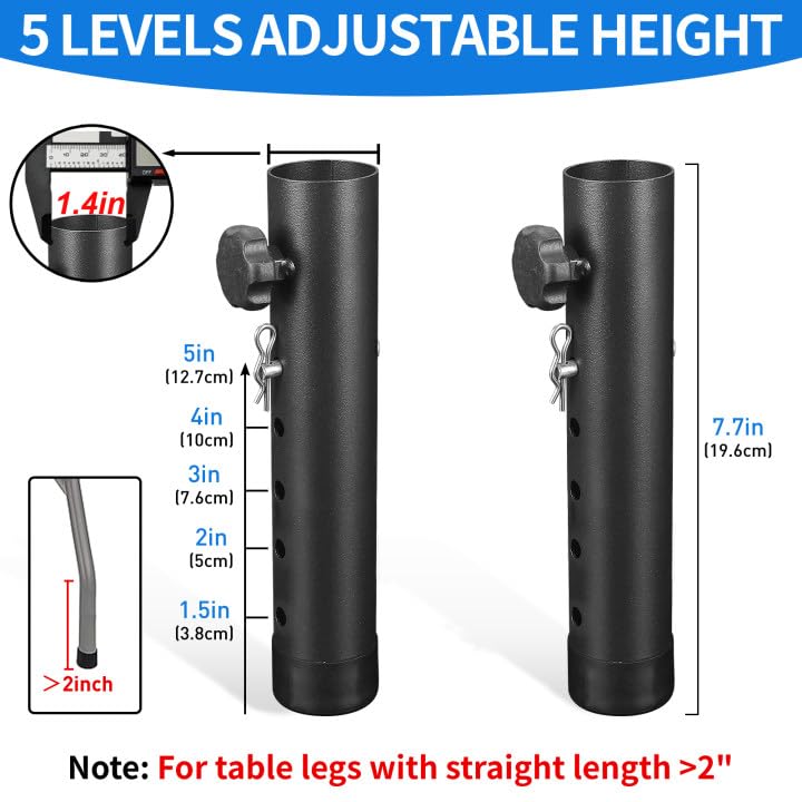 VinBee eye bolts with locking pins secure leg adjustments for stability