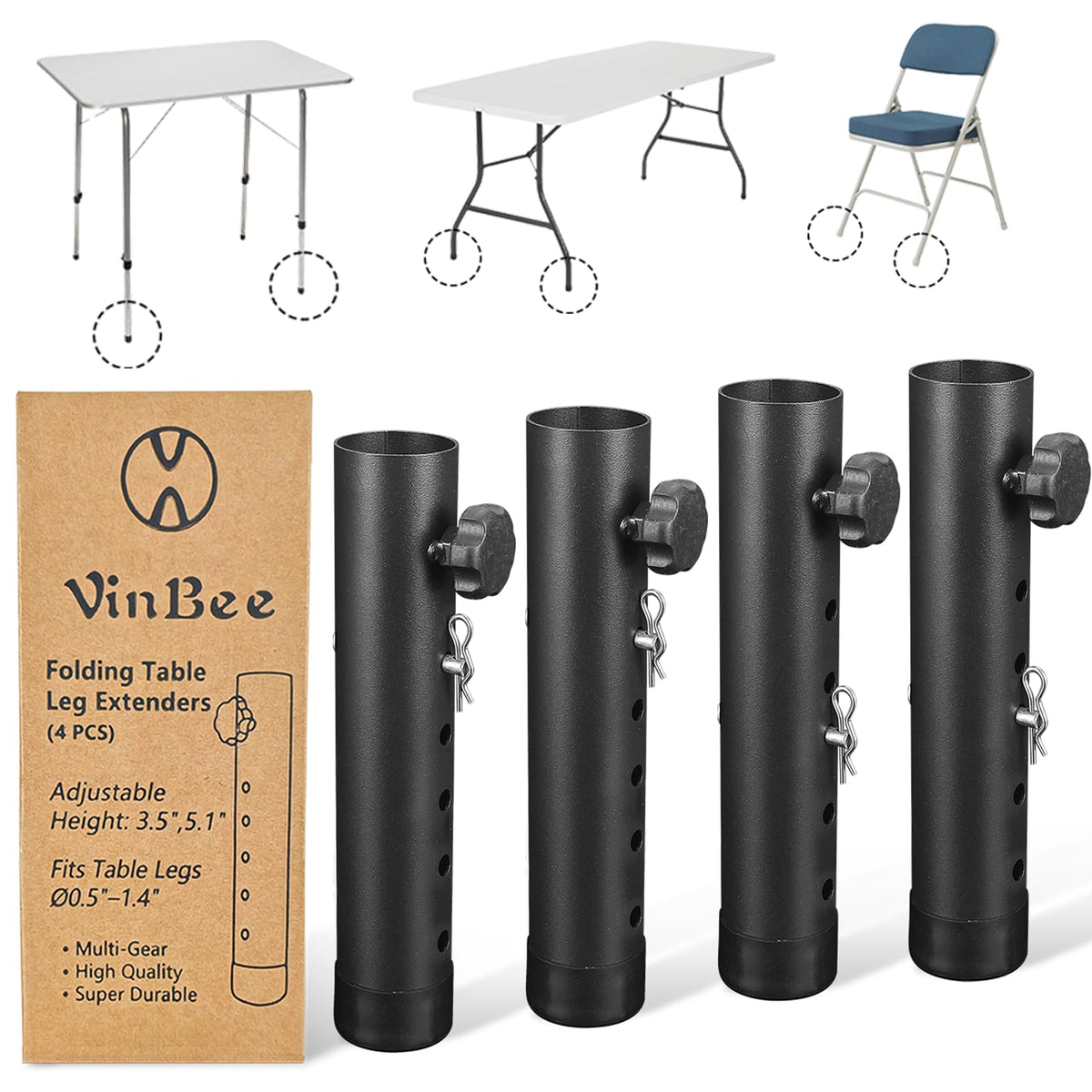 VinBee folding table risers 4-pack elevate the work surface safely