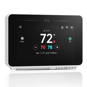 Vine thermostat with a 4.3-inch touchscreen offering clear, easy controls for daily comfort.