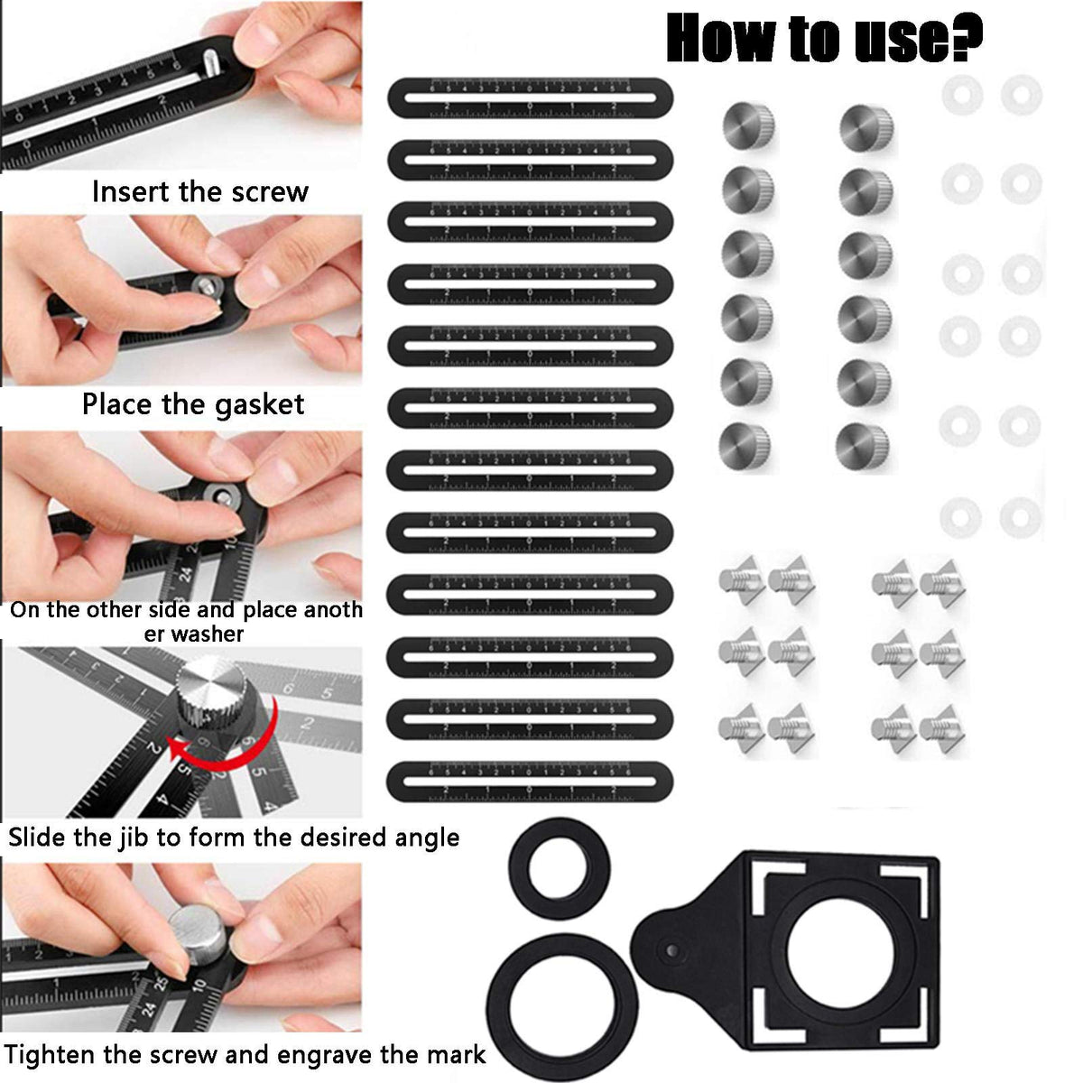 VINGAA multi-angle ruler with 3-hole template for precise hole placement