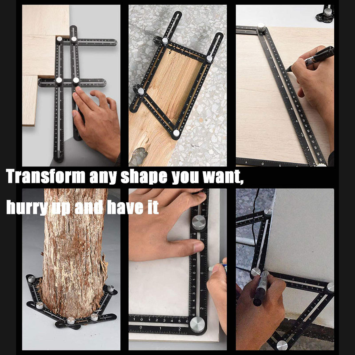 VINGAA multi-angle ruler in use on woodworking or tiling projects