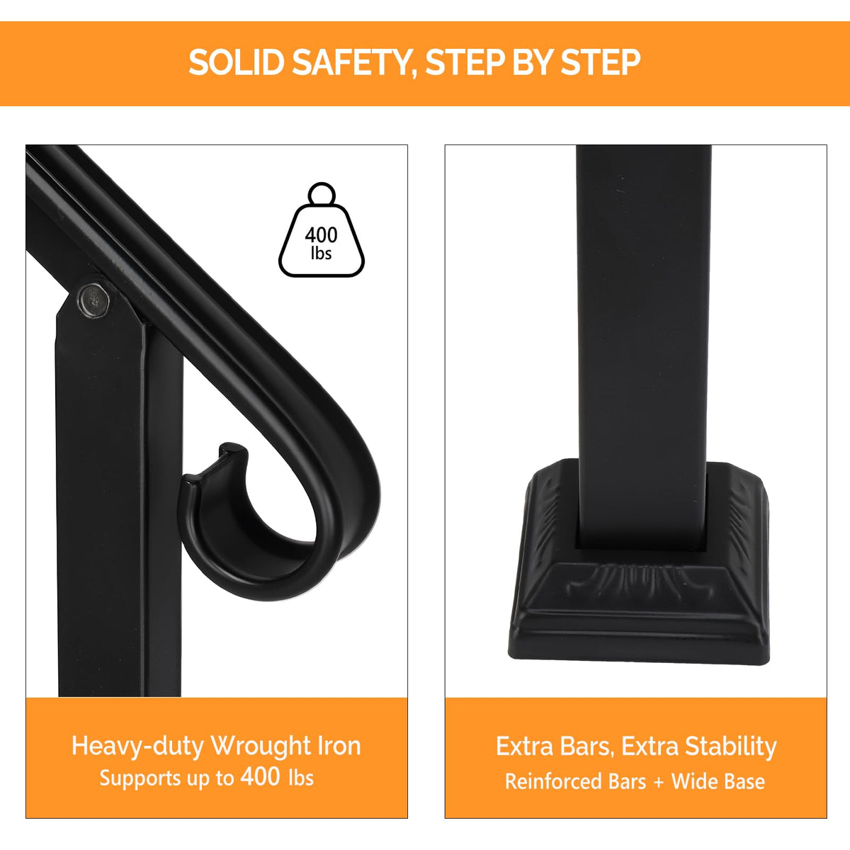 VINGLI wrought iron railing offers secure grip in wet conditions.
