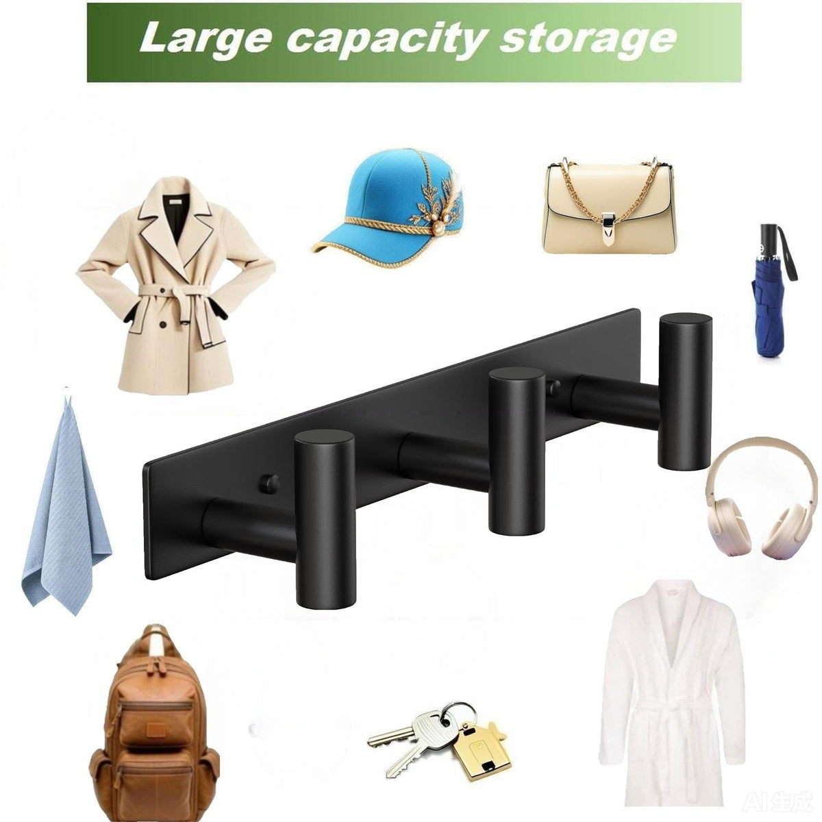 VINHOLD black finish coat rack modern design complements minimalist decor