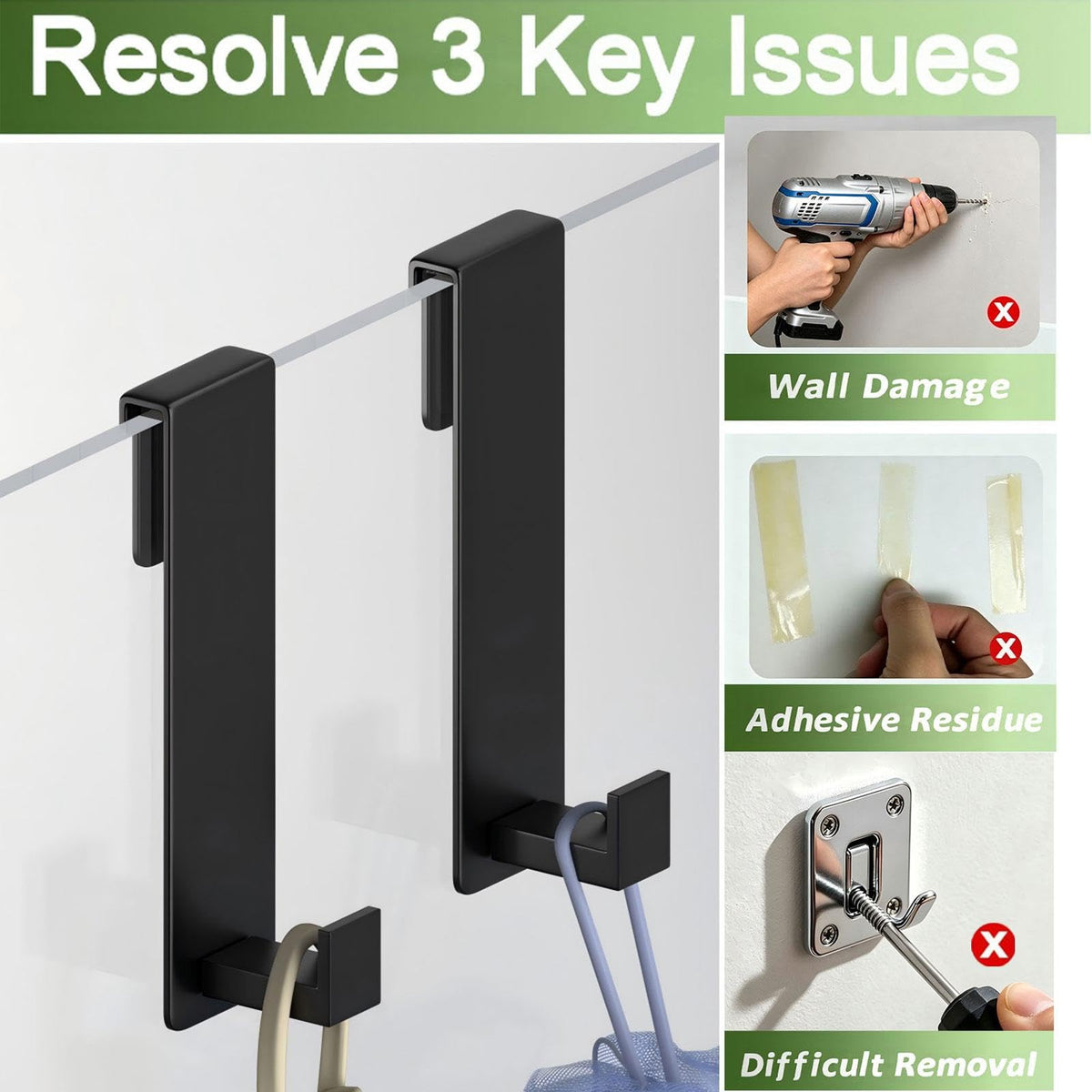 VINHOLD extended-length hook provides easy reach across the shower