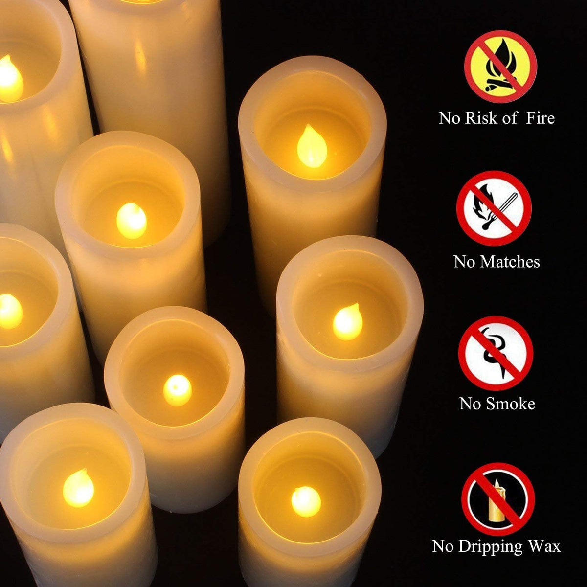Vinkor ivory 8in flameless pillar candle creates warm room glow