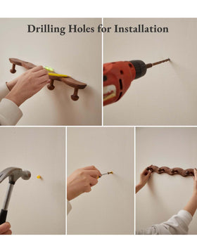 Hardware and manual included with Vinoil wood coat rack