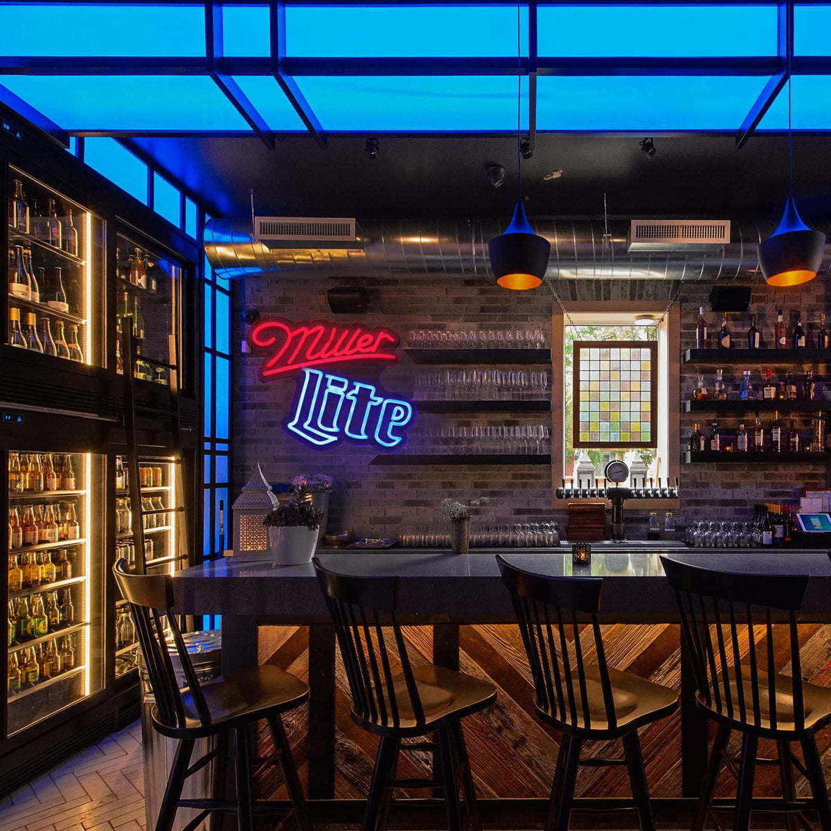 Vinray Miller neon sign creates warm ambience for bars.