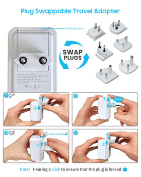 VINTAR compact travel adapter case fits easily in luggage.