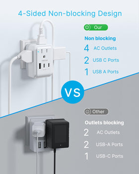 VINTAR cruise ship approved compact adapter without cords and surge protection.