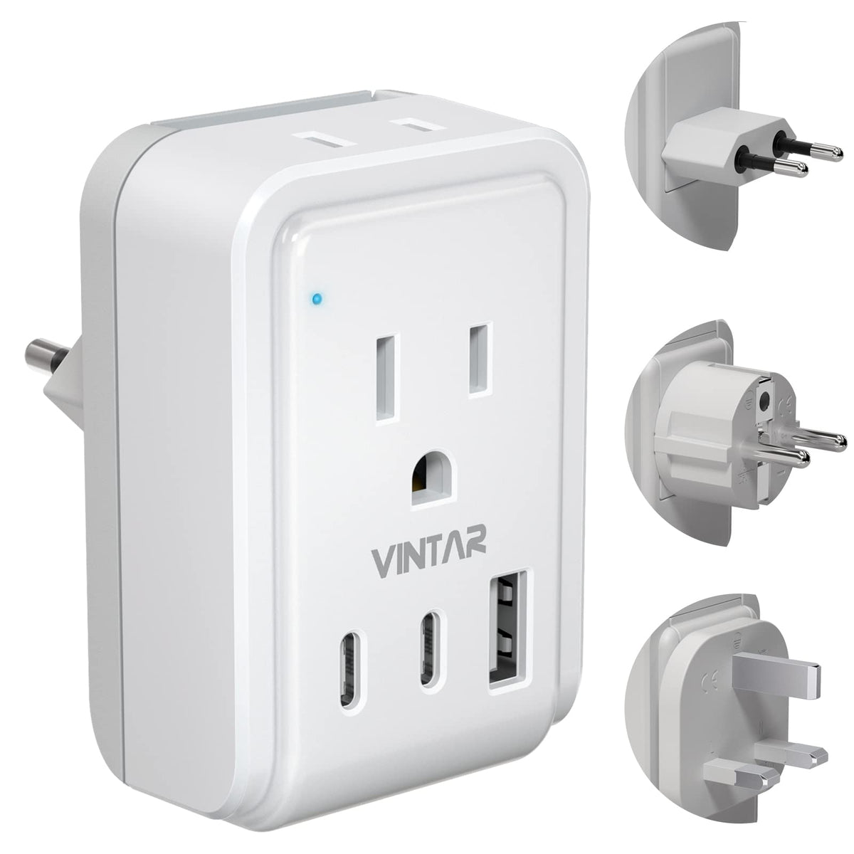 VINTAR European travel adapter compact design for easy packing and travel