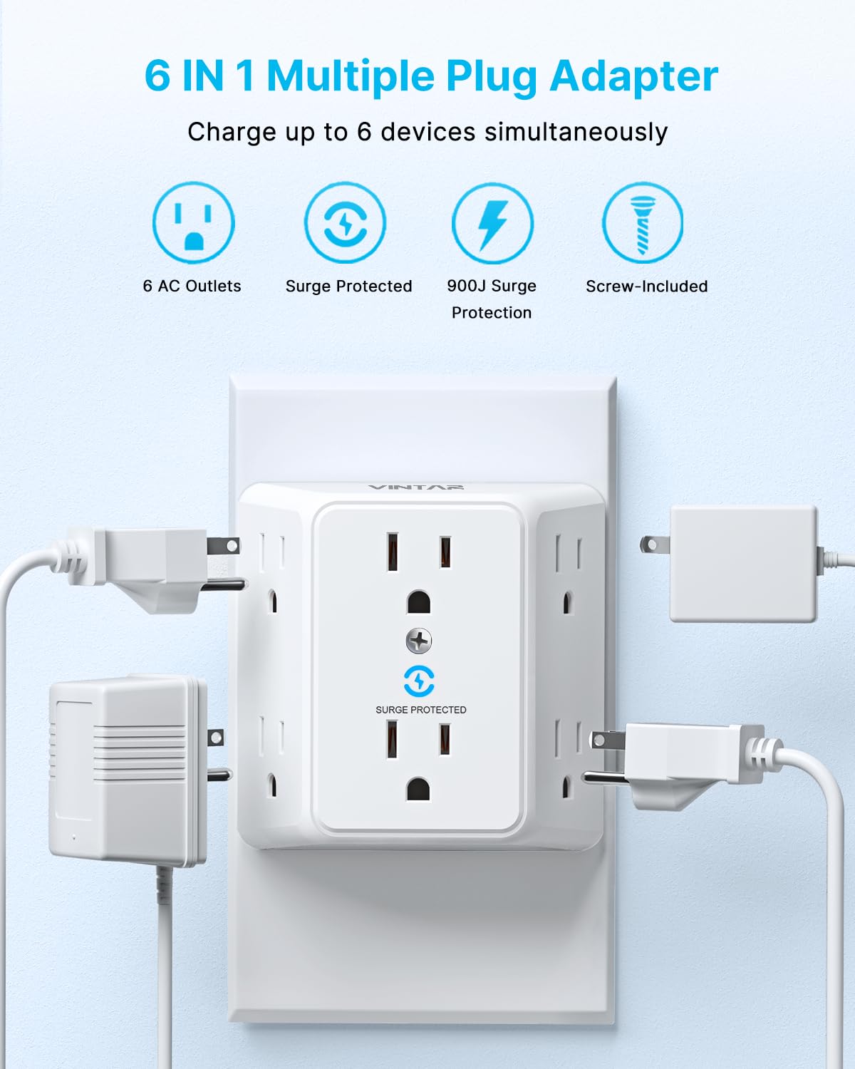 VINTAR mountable wall tap secures the outlet for daily charging.