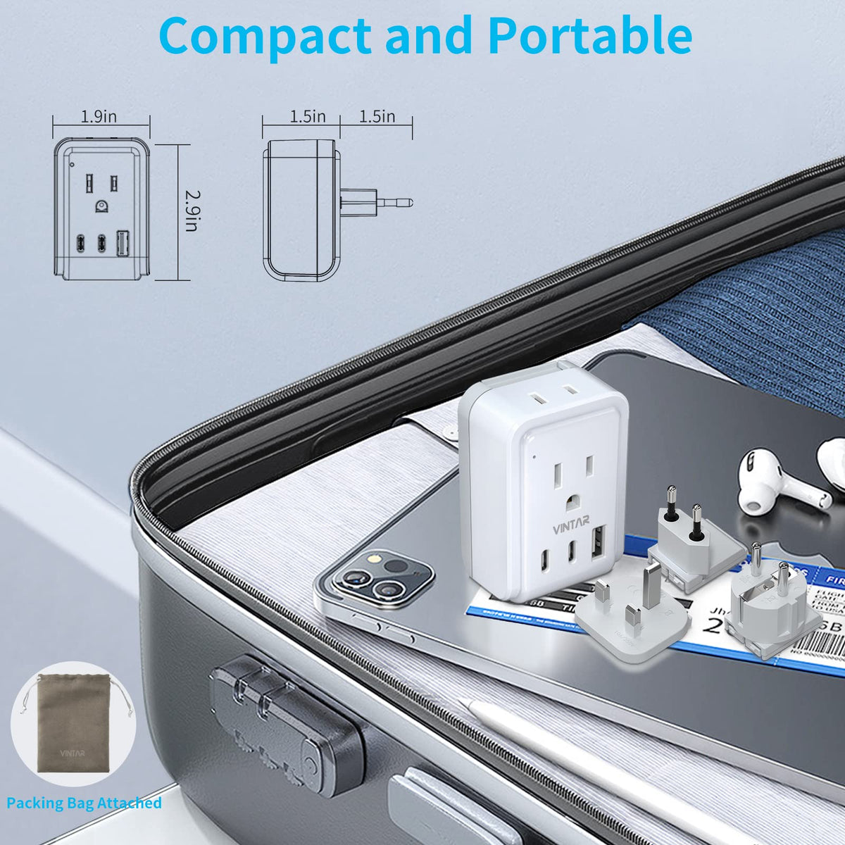 VINTAR note not a voltage converter use with compatible devices
