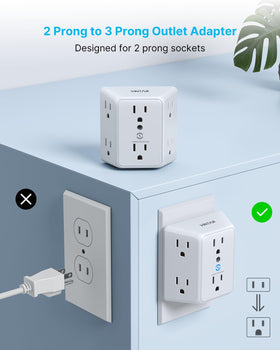VINTAR six wide spaced outlets enable bulky plugs with easy access.