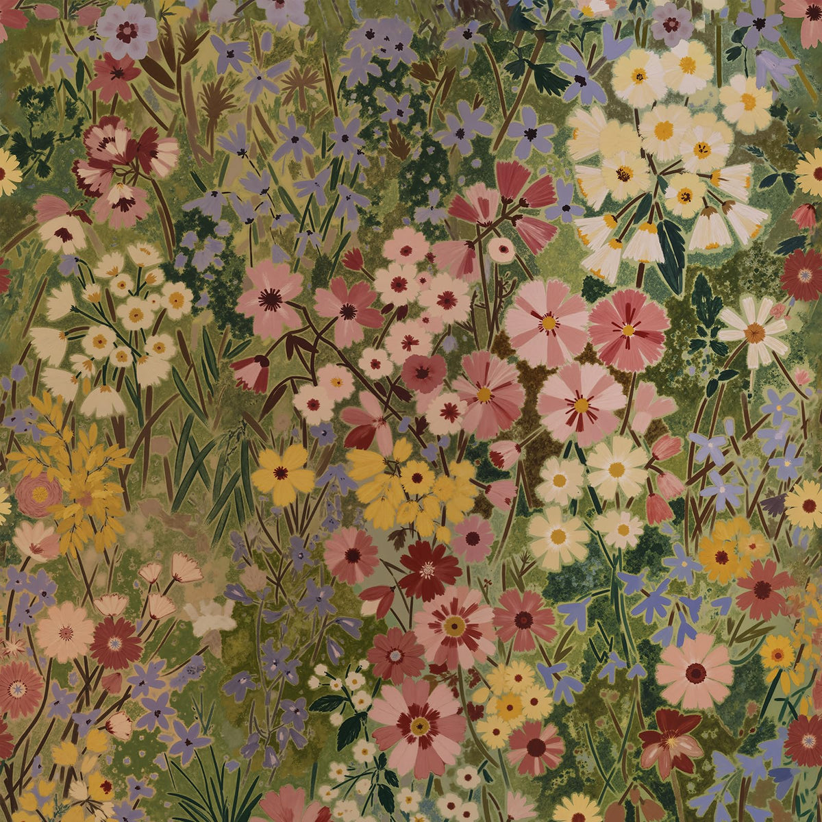 Vintique Floral wallpaper with abstract petal pattern for a bold boho accent.